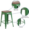image:imageFlash Furniture Lily 24 High Backless Orange Metal Counter Height Stool with Square Wood Seat Pack of 1Green