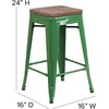 image:imageFlash Furniture Lily 24 High Backless Orange Metal Counter Height Stool with Square Wood Seat Pack of 1Green