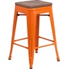 image:imageFlash Furniture Lily 24 High Backless Orange Metal Counter Height Stool with Square Wood Seat Pack of 1Orange