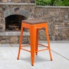 image:imageFlash Furniture Lily 24 High Backless Orange Metal Counter Height Stool with Square Wood Seat Pack of 1Orange