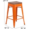 image:imageFlash Furniture Lily 24 High Backless Orange Metal Counter Height Stool with Square Wood Seat Pack of 1Orange