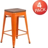 image:imageFlash Furniture Lily 24 High Backless Orange Metal Counter Height Stool with Square Wood Seat Pack of 1Orange