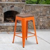 image:imageFlash Furniture Lily 24 High Backless Orange Metal Counter Height Stool with Square Wood Seat Pack of 1Orange