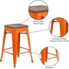 image:imageFlash Furniture Lily 24 High Backless Orange Metal Counter Height Stool with Square Wood Seat Pack of 1Orange