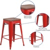 image:imageFlash Furniture Lily 24 High Backless Orange Metal Counter Height Stool with Square Wood Seat Pack of 1Red