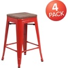 image:imageFlash Furniture Lily 24 High Backless Orange Metal Counter Height Stool with Square Wood Seat Pack of 1Red