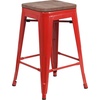 image:imageFlash Furniture Lily 24 High Backless Orange Metal Counter Height Stool with Square Wood Seat Pack of 1Red
