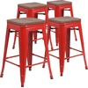 image:imageFlash Furniture Lily 24 High Backless Orange Metal Counter Height Stool with Square Wood Seat Pack of 1Red