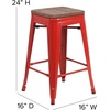 image:imageFlash Furniture Lily 24 High Backless Orange Metal Counter Height Stool with Square Wood Seat Pack of 1Red
