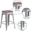 image:imageFlash Furniture Lily 24 High Backless Orange Metal Counter Height Stool with Square Wood Seat Pack of 1Silver