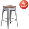 image:imageFlash Furniture Lily 24 High Backless Orange Metal Counter Height Stool with Square Wood Seat Pack of 1Silver
