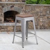 image:imageFlash Furniture Lily 24 High Backless Orange Metal Counter Height Stool with Square Wood Seat Pack of 1Silver