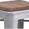 image:imageFlash Furniture Lily 24 High Backless Orange Metal Counter Height Stool with Square Wood Seat Pack of 1Silver