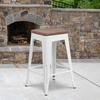 image:imageFlash Furniture Lily 24 High Backless Orange Metal Counter Height Stool with Square Wood Seat Pack of 1White