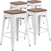 image:imageFlash Furniture Lily 24 High Backless Orange Metal Counter Height Stool with Square Wood Seat Pack of 1White