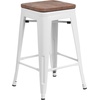 image:imageFlash Furniture Lily 24 High Backless Orange Metal Counter Height Stool with Square Wood Seat Pack of 1White