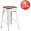 image:imageFlash Furniture Lily 24 High Backless Orange Metal Counter Height Stool with Square Wood Seat Pack of 1White