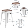 image:imageFlash Furniture Lily 24 High Backless Orange Metal Counter Height Stool with Square Wood Seat Pack of 1White