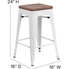 image:imageFlash Furniture Lily 24 High Backless Orange Metal Counter Height Stool with Square Wood Seat Pack of 1White