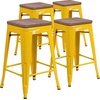 image:imageFlash Furniture Lily 24 High Backless Orange Metal Counter Height Stool with Square Wood Seat Pack of 1Yellow