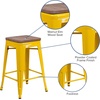 image:imageFlash Furniture Lily 24 High Backless Orange Metal Counter Height Stool with Square Wood Seat Pack of 1Yellow