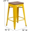 image:imageFlash Furniture Lily 24 High Backless Orange Metal Counter Height Stool with Square Wood Seat Pack of 1Yellow