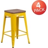 image:imageFlash Furniture Lily 24 High Backless Orange Metal Counter Height Stool with Square Wood Seat Pack of 1Yellow