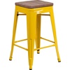 image:imageFlash Furniture Lily 24 High Backless Orange Metal Counter Height Stool with Square Wood Seat Pack of 1Yellow