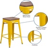 image:imageFlash Furniture Lily 24 High Backless Orange Metal Counter Height Stool with Square Wood Seat Pack of 1Yellow