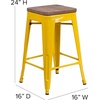 image:imageFlash Furniture Lily 24 High Backless Orange Metal Counter Height Stool with Square Wood Seat Pack of 1Yellow