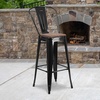 image:imageFlash Furniture Lily 30 High Red Metal Barstool with Back and Wood Seat Pack of 1Black