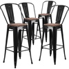 image:imageFlash Furniture Lily 30 High Red Metal Barstool with Back and Wood Seat Pack of 1Black