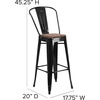 image:imageFlash Furniture Lily 30 High Red Metal Barstool with Back and Wood Seat Pack of 1Black