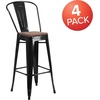 image:imageFlash Furniture Lily 30 High Red Metal Barstool with Back and Wood Seat Pack of 1Black