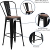 image:imageFlash Furniture Lily 30 High Red Metal Barstool with Back and Wood Seat Pack of 1Black