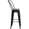 image:imageFlash Furniture Lily 30 High Red Metal Barstool with Back and Wood Seat Pack of 1Black