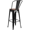 image:imageFlash Furniture Lily 30 High Red Metal Barstool with Back and Wood Seat Pack of 1Black