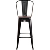 image:imageFlash Furniture Lily 30 High Red Metal Barstool with Back and Wood Seat Pack of 1Blackantique Gold