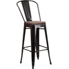image:imageFlash Furniture Lily 30 High Red Metal Barstool with Back and Wood Seat Pack of 1Blackantique Gold