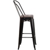 image:imageFlash Furniture Lily 30 High Red Metal Barstool with Back and Wood Seat Pack of 1Blackantique Gold