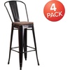 image:imageFlash Furniture Lily 30 High Red Metal Barstool with Back and Wood Seat Pack of 1Blackantique Gold