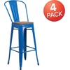 image:imageFlash Furniture Lily 30 High Red Metal Barstool with Back and Wood Seat Pack of 1Blue