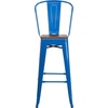 image:imageFlash Furniture Lily 30 High Red Metal Barstool with Back and Wood Seat Pack of 1Blue