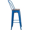 image:imageFlash Furniture Lily 30 High Red Metal Barstool with Back and Wood Seat Pack of 1Blue