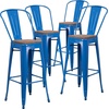 image:imageFlash Furniture Lily 30 High Red Metal Barstool with Back and Wood Seat Pack of 1Blue