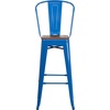 image:imageFlash Furniture Lily 30 High Red Metal Barstool with Back and Wood Seat Pack of 1Blue