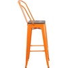 image:imageFlash Furniture Lily 30 High Red Metal Barstool with Back and Wood Seat Pack of 1Orange