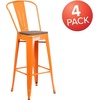 image:imageFlash Furniture Lily 30 High Red Metal Barstool with Back and Wood Seat Pack of 1Orange