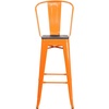 image:imageFlash Furniture Lily 30 High Red Metal Barstool with Back and Wood Seat Pack of 1Orange