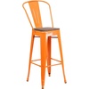 image:imageFlash Furniture Lily 30 High Red Metal Barstool with Back and Wood Seat Pack of 1Orange